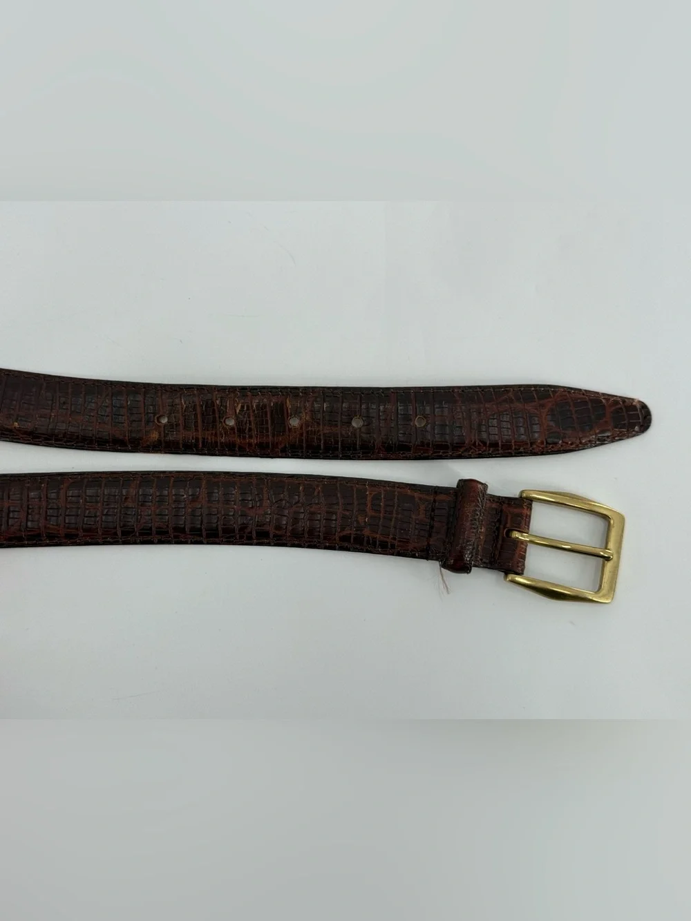 Vintage Croc Embossed‎ Italian Leather Belt 42